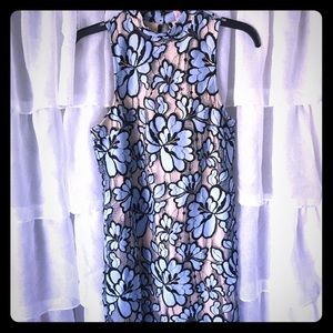 Anthropologie Flowered Mock Turtleneck Dress